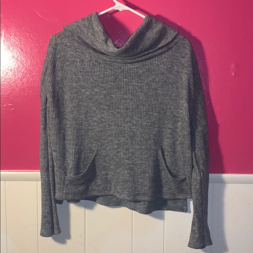 Grey oversized turtle neck sweater